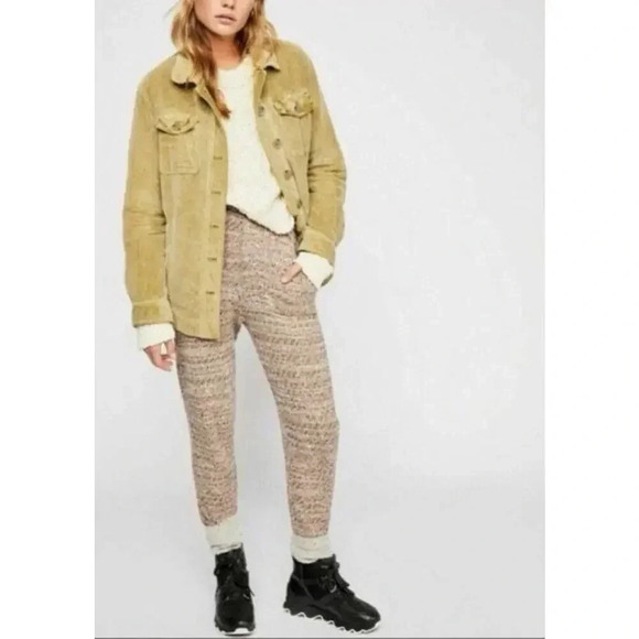 Free People Cozy Knit Trouser Pant Multicolor Nude Pink Beige Pockets Small - Picture 1 of 8